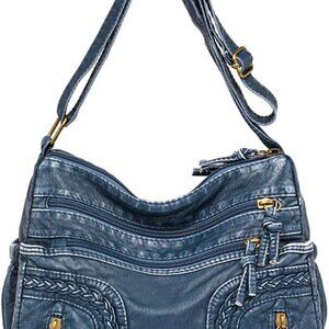 Leather Denim Purses for Women Jean Purse Denim Crossbody Shoulder Bag Tote Hand